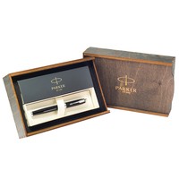 Подарочный набор: Подарочная коробка + Ручка роллер Parker IM 17 Matte Black CT RB 26 121+PW1