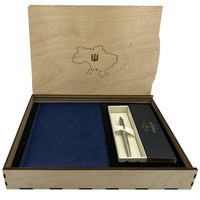 Подарочный набор Коробка + Шариковая ручка Parker JOTTER 17 16132_T212b + Ежедневник Brunnen 2024 А5 Синий 73-795 38 304UKR
