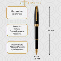Перьевая ручка Parker SONNET 17 Matte Black Lacquer GT 84 811